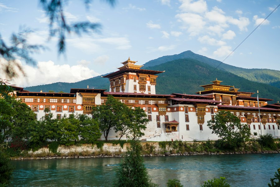 Punakha Dzong beside a river